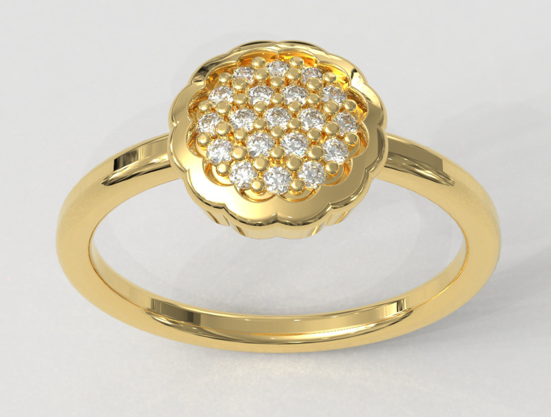 Flower Pave Diamond Ring 3D Print Model .c4d .max .obj .3ds .fbx .stl .blend 