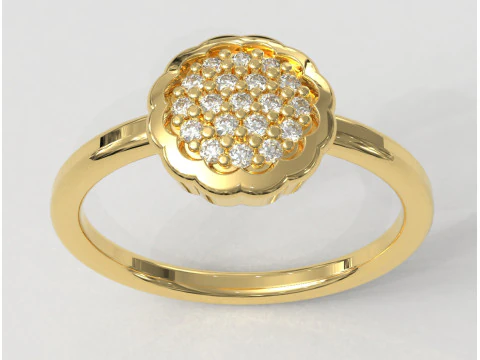 Flower Pave Diamond Ring 3D Print Model