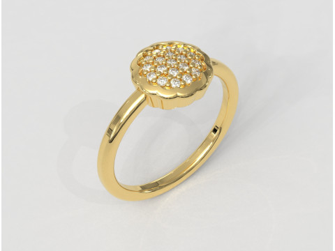 Flower Pave Diamond Ring 3D Print Model