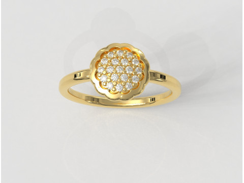 Flower Pave Diamond Ring 3D Print Model