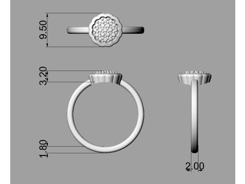 Flower Pave Diamond Ring 3D Print Model
