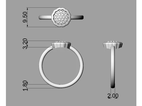 Pierścionek z brylantem z kwiatem Model do druku 3D