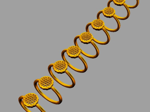 Flower Pave Diamond Ring 3D Print Model