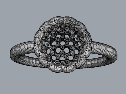 Flower Pave Diamond Ring 3D Print Model
