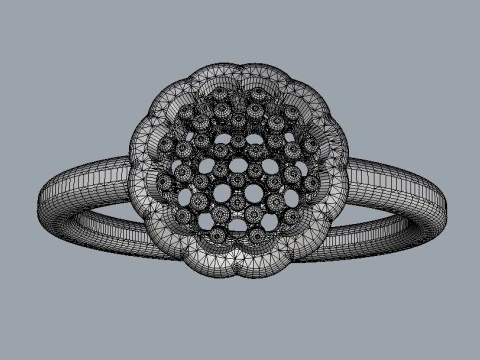 Pierścionek z brylantem z kwiatem Model do druku 3D