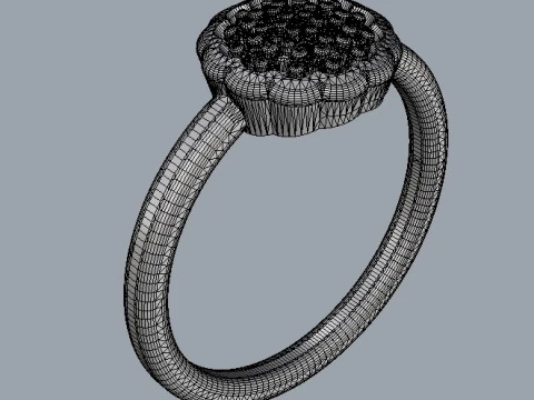 Pierścionek z brylantem z kwiatem Model do druku 3D