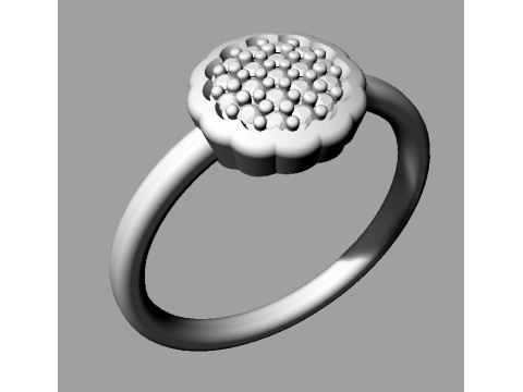 Flower Pave Diamond Ring 3D Print Model