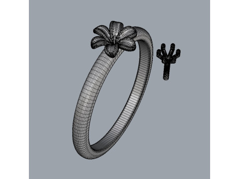Flower Diamond Ring Modèles 3D en vedette