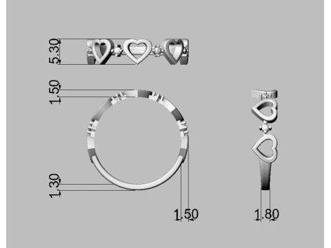 Heart Diamond Ring 3D Print Model