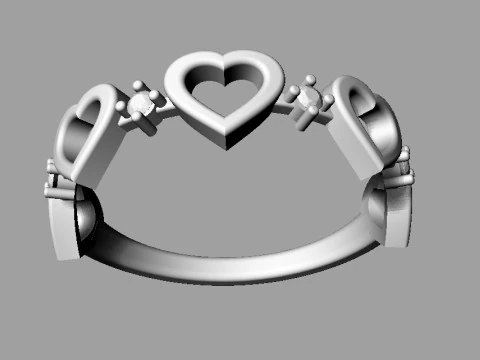 Heart Diamond Ring 3D Print Model
