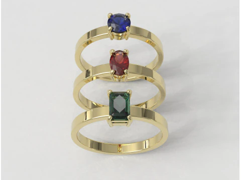 3 Classics Rings 3D Print Model