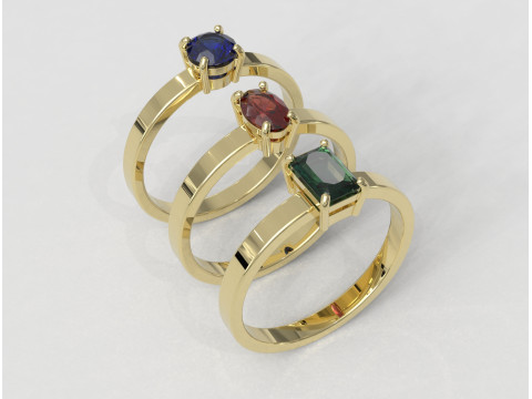 3 Classics Rings Modèles 3D en vedette