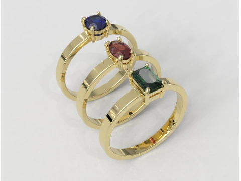 3 Classics Rings 3D Print Model