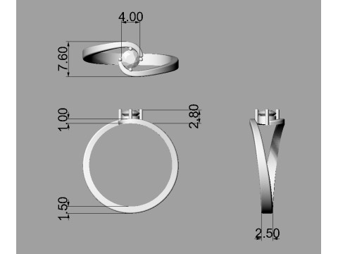 4mm Engagement Ring Modello di stampa 3D