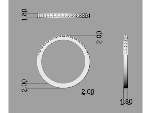 Classic Half Diamond Band 3Dプリントモデル
