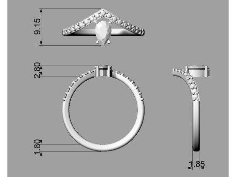 Modern Gemstone Ring Modelo de impresión 3D