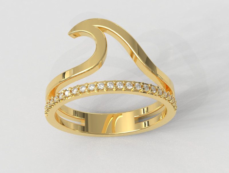 Sea Wave Diamond Ring 3D 프린트 모델 .c4d .max .obj .3ds .fbx .stl .blend 