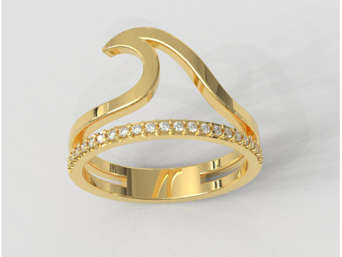Sea Wave Diamond Ring 3D 프린트 모델