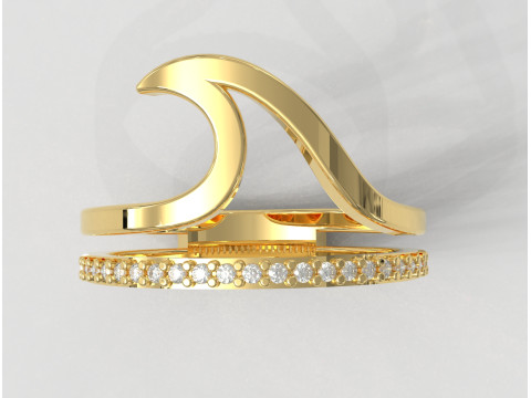 Sea Wave Diamond Ring 3D 프린트 모델