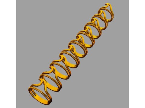 Sea Wave Diamond Ring 3D 프린트 모델