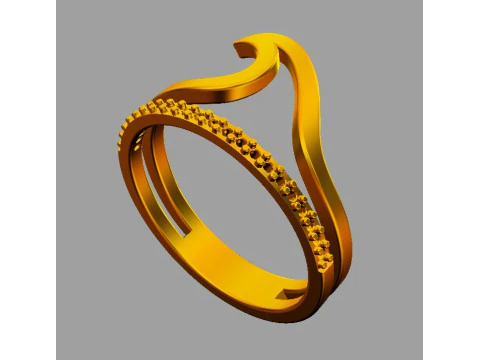 Sea Wave Diamond Ring 3D Print Model