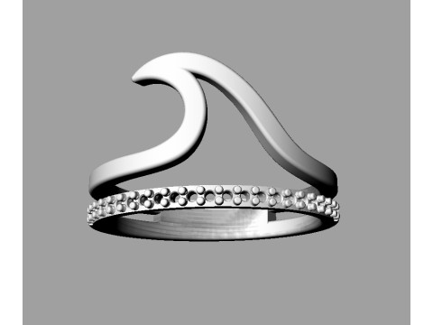 Sea Wave Diamond Ring 3D 프린트 모델