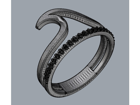 Sea Wave Diamond Ring 3D 프린트 모델