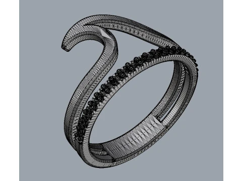 Sea Wave Diamond Ring 3D Print Model
