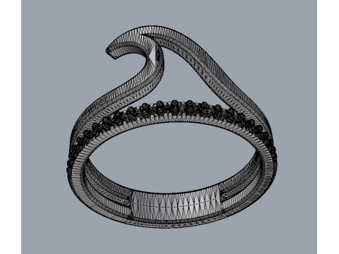 Sea Wave Diamond Ring 3D 프린트 모델