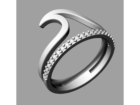 Sea Wave Diamond Ring 3D Print Model