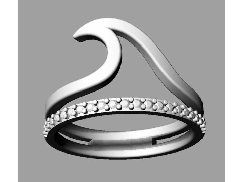 Sea Wave Diamond Ring 3D Print Model