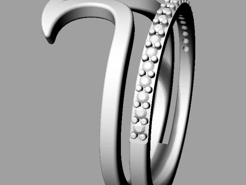Sea Wave Diamond Ring 3D Print Model