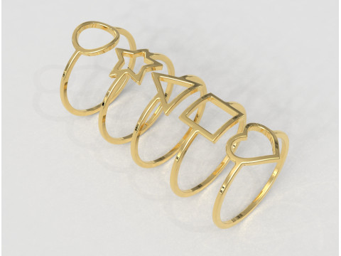 5 Geometrical Rings Model Cetak 3D