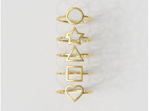 5 Geometrical Rings Model Cetak 3D
