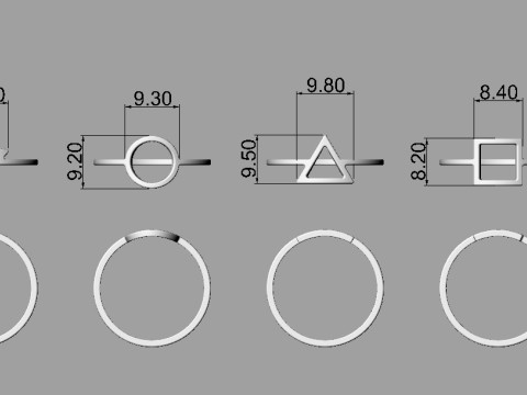 5 Geometrical Rings Model Cetak 3D