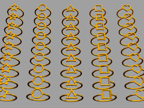 5 Geometrical Rings Model Cetak 3D