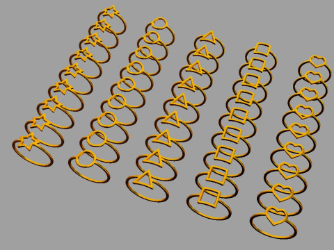 5 Geometrical Rings Model Cetak 3D