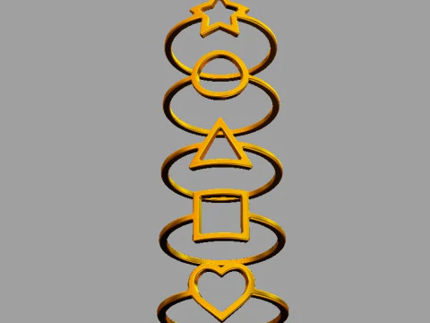 5 Geometrical Rings 3D Print Model