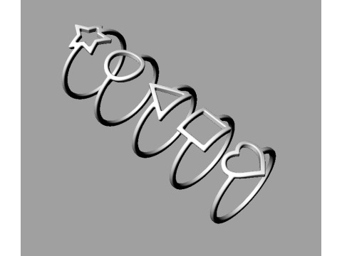 5 Geometrical Rings Model Cetak 3D