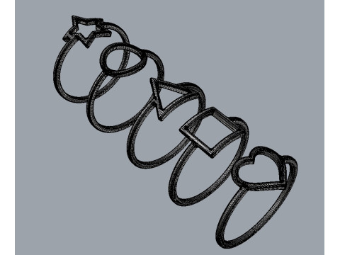 5 Geometrical Rings Model Cetak 3D