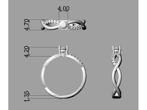 4mm Engagement Ring 3Dプリントモデル