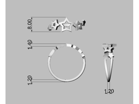 Stars Ring 3D Print Model