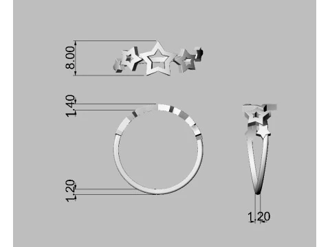 Stars Ring 3D Print Model