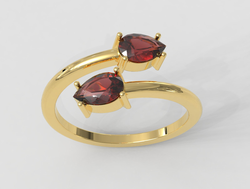 Gemstone Open Ring 3Dプリントモデル .c4d .max .obj .3ds .fbx .stl .blend 