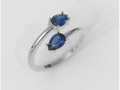 Gemstone Open Ring 3Dプリントモデル