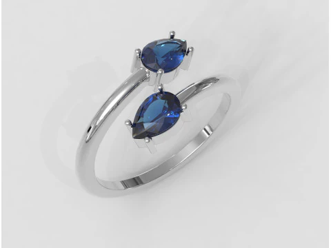 Gemstone Open Ring 3D Print Model