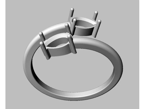 Gemstone Open Ring 3D Print Model