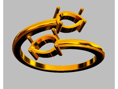 Gemstone Open Ring 3Dプリントモデル