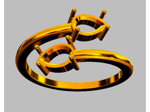 Gemstone Open Ring 3D Print Model