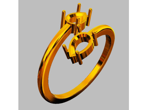 Gemstone Open Ring 3Dプリントモデル